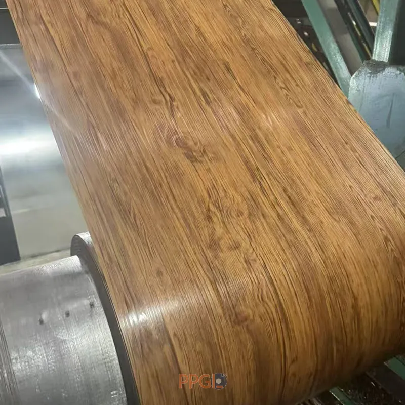 3D embossed wood grain prepainted steel coil running on roll coating line