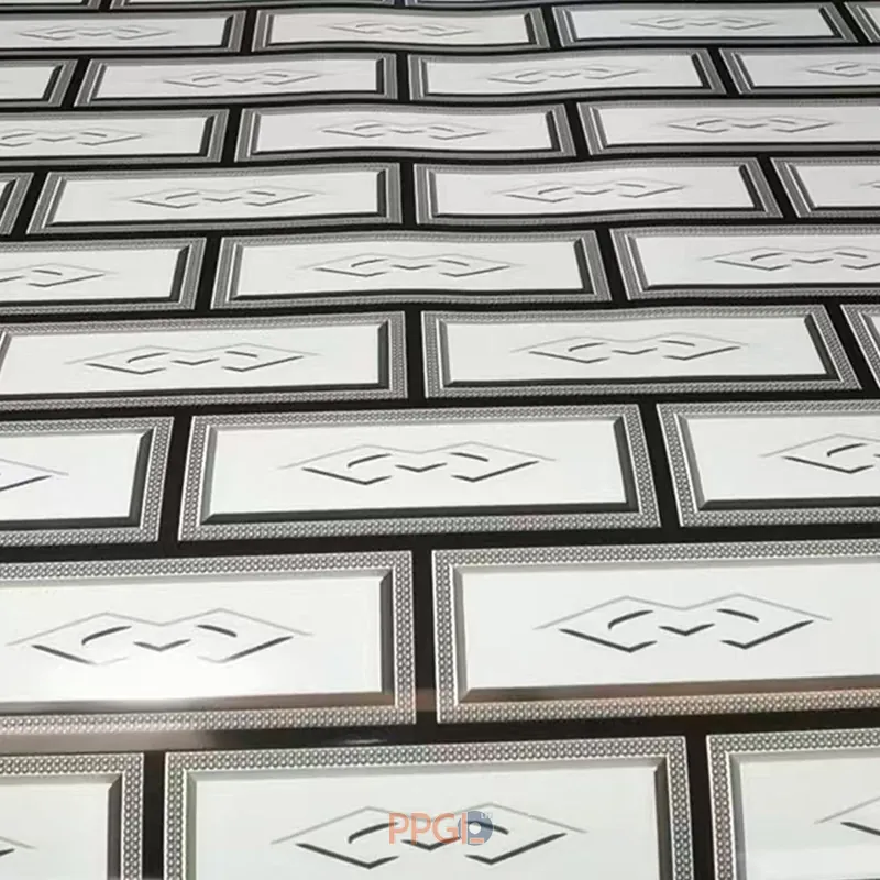 Modern 3D geometric white brick pattern printed PPGI steel sheet for wall cladding