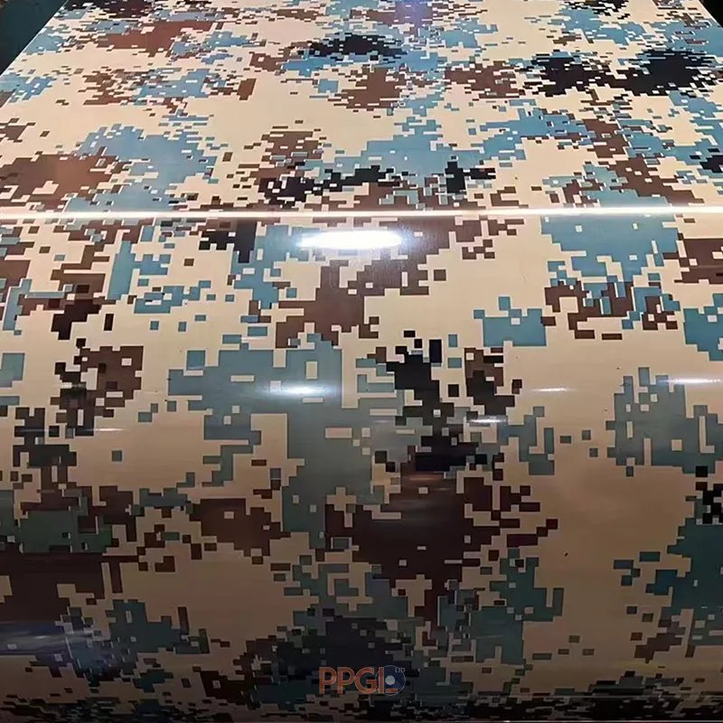 Blue desert digital camouflage pattern printed prepainted steel coil