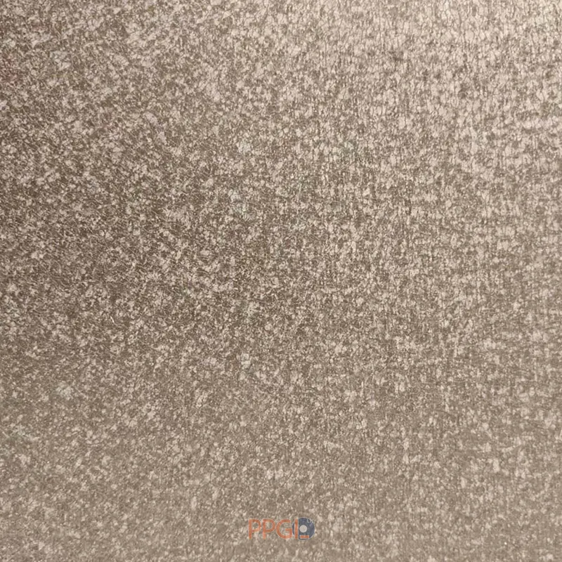 Close-up surface view of brown matt textured PPGI prepainted galvanized steel sheet