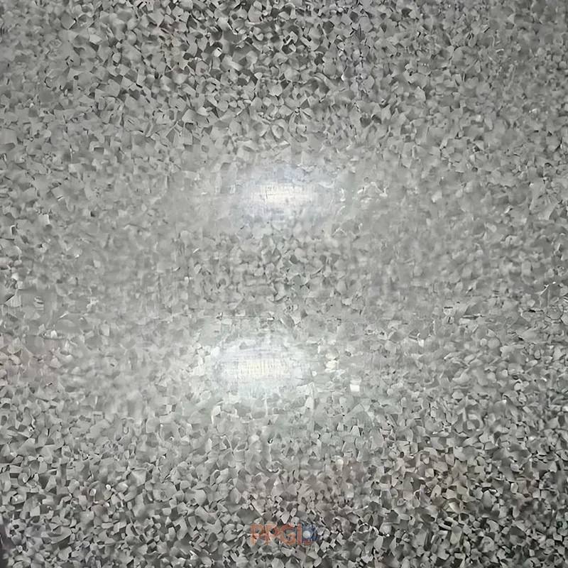 Transparent clear anti fingerprint galvalume steel sheet close up