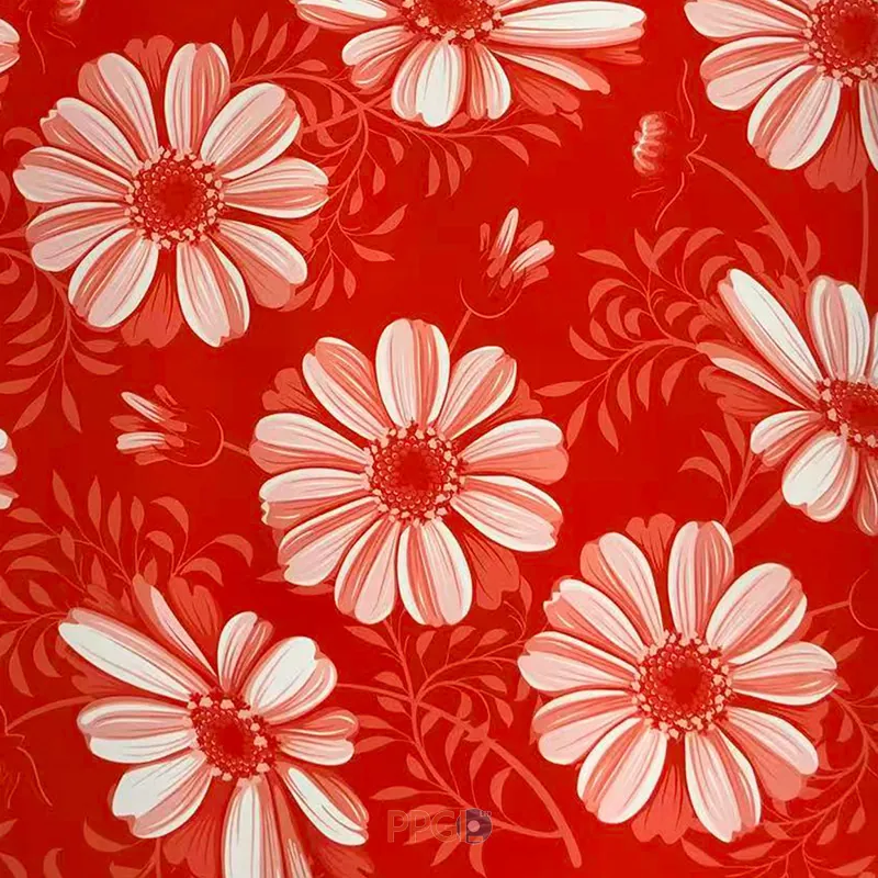 Patterned printed ppgi steel sheet close up view with flower design