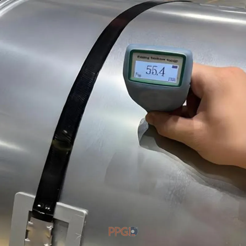 Coating thickness inspection of galvalume steel coil using digital gauge
