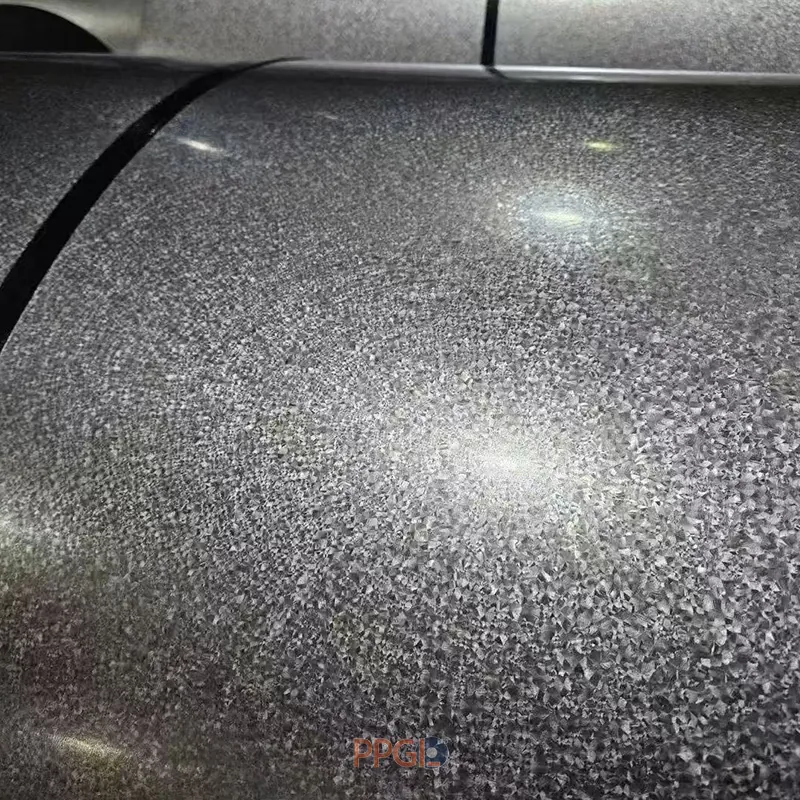 Prime galvalume steel coil with distinctive aluzinc surface pattern