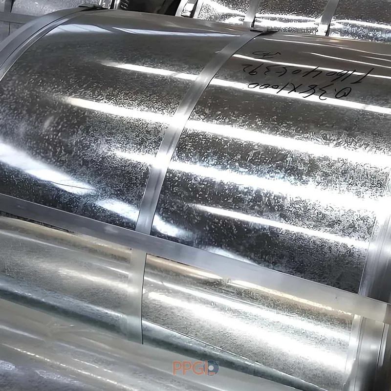 Seaworthy export packed galvalume steel coil with moisture proof plastic wrap and steel strapping