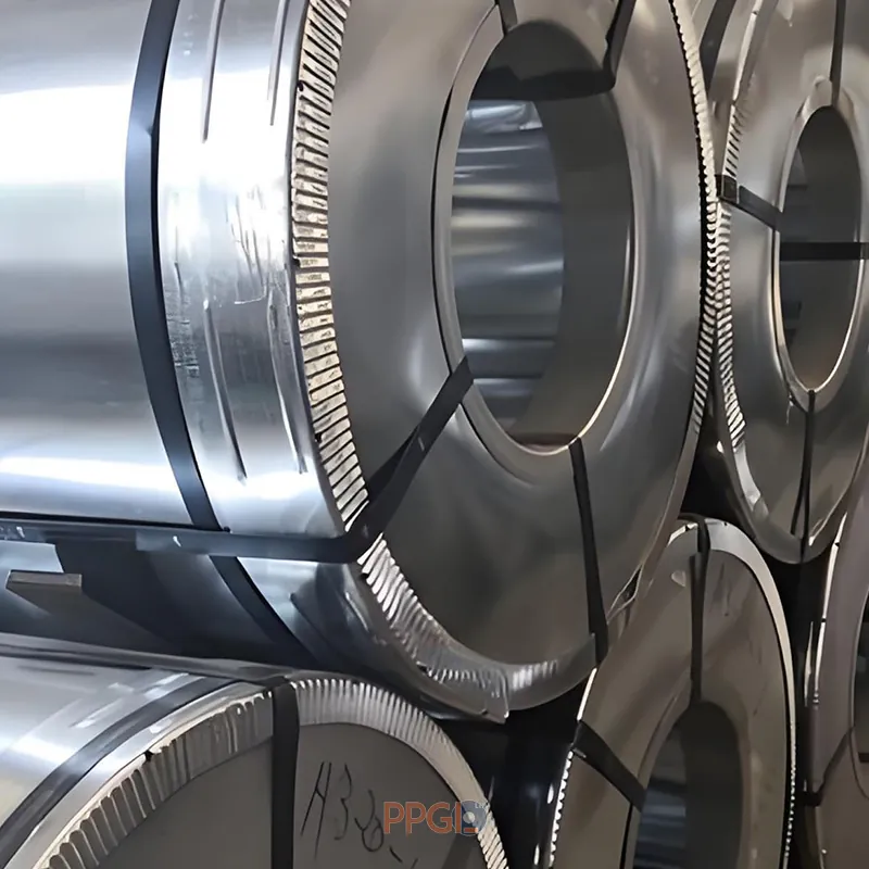 Multiple hot dipped galvanized steel coils with normal spangle in factory stock