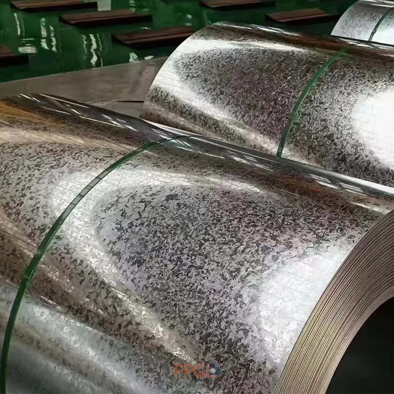 Galvanized and galvalume steel coils with regular spangle, factory direct supply.
