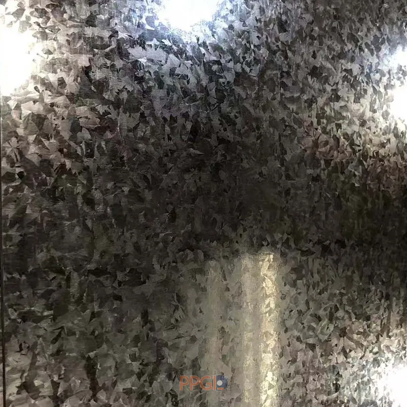 Close up pattern of GI steel sheet normal spangle surface