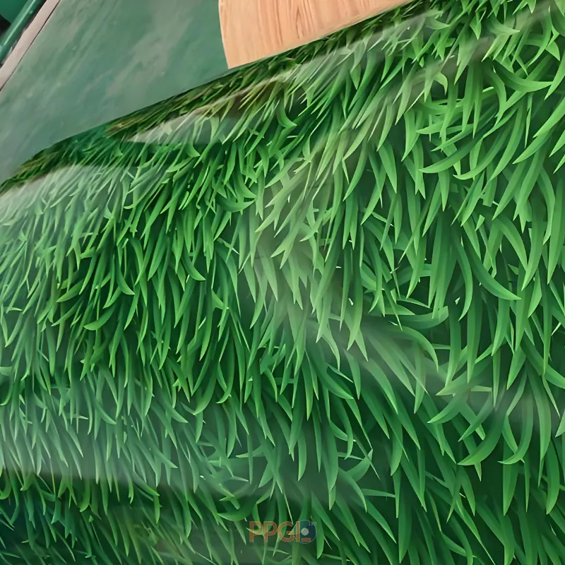 Glossy green grass pattern printed PPGI steel sheet surface