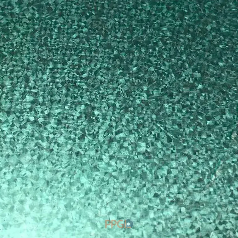 Green anti fingerprint galvalume steel sheet with spangle texture