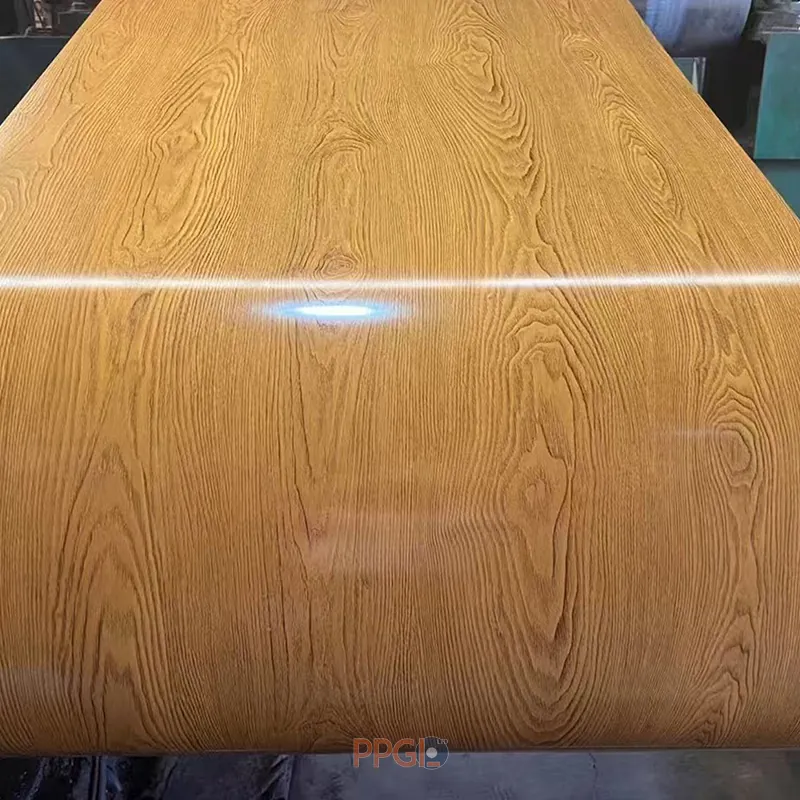 High gloss yellow oak wood grain prepainted steel coil with glossy finish