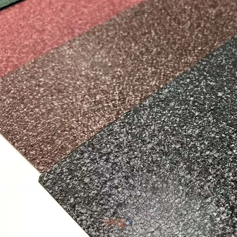 Multi color Matt & Wrinkle Coated Coil steel sheet samples showing textured surface