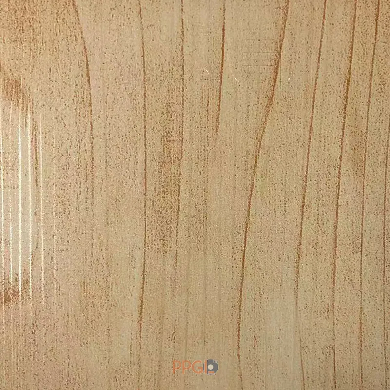Matte fine textured pine wood grain pattern prepainted steel sheet close-up