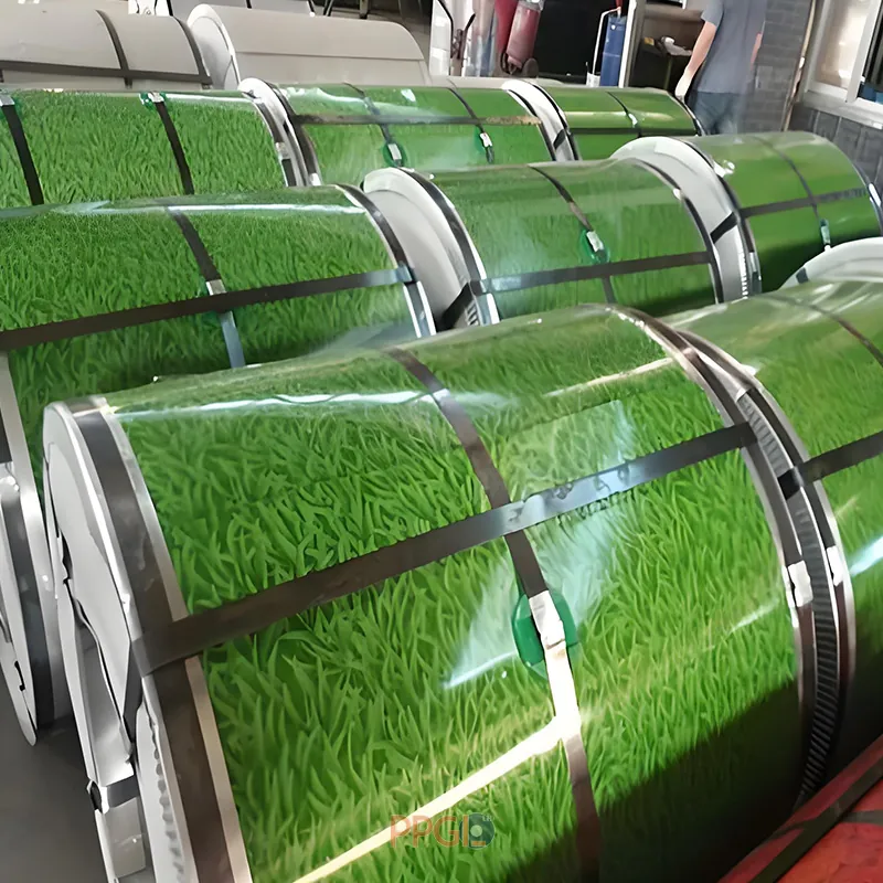 Factory packaged green grass pattern printed PPGI steel coils