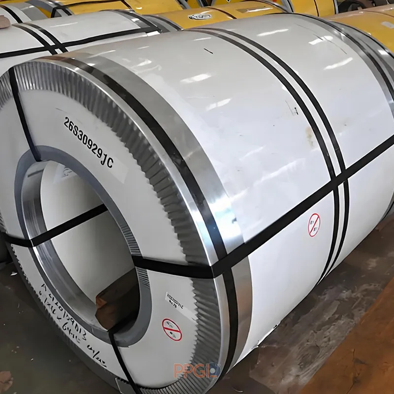 White prepainted aluminum coil ppau stored in factory warehouse