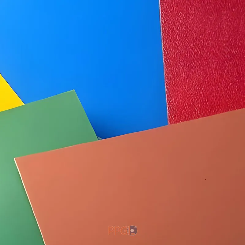 Multi color ppau prepainted aluminum sheet samples including red blue green