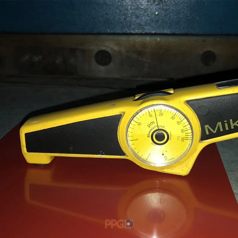 Measuring ppgi steel coil paint film thickness with precision magnetic gauge