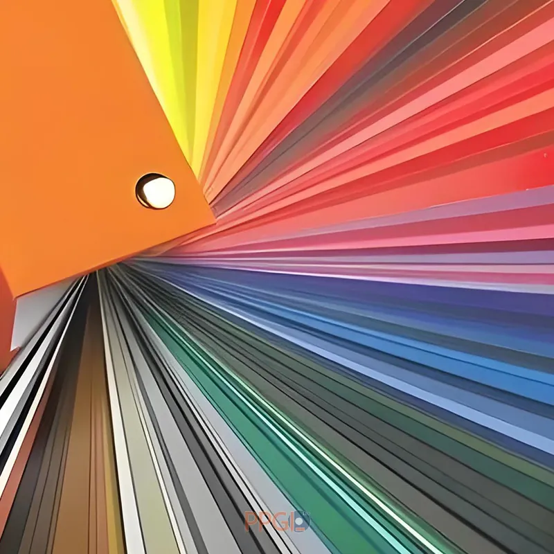 Fan-shaped RAL color chart for PPGL prepainted galvalume steel coils