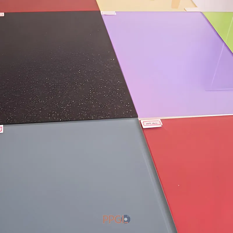 PPGL prepainted galvalume steel sheet sample plates with matte and high gloss finishes