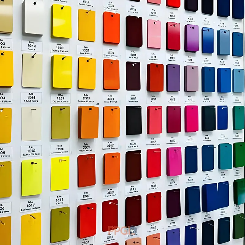 Wall display board with various RAL color chips for PPGL color coated steel