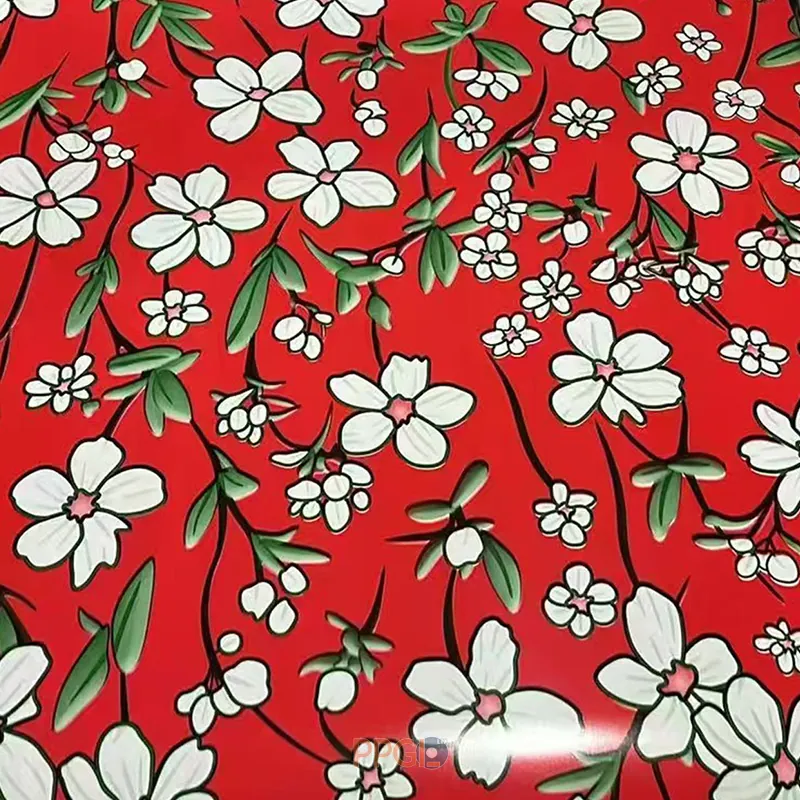 Red background white plum blossom pattern printed prepainted steel coil