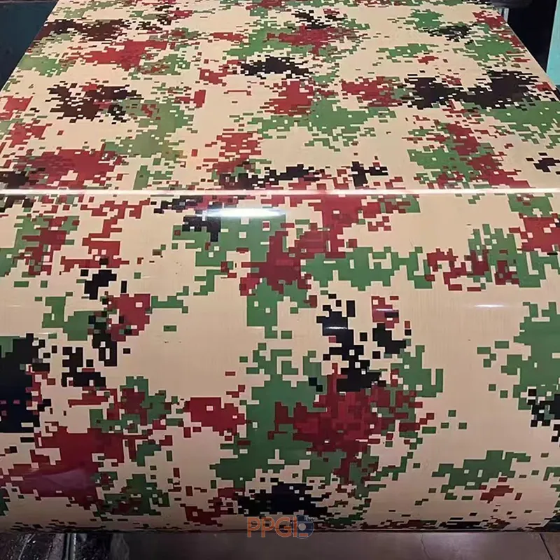 Red green digital pixel camouflage pattern printed PPGI steel sheet