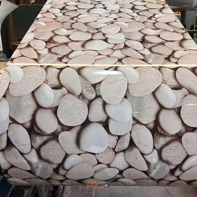 River pebble stone pattern printed PPGI steel coil for wall panels