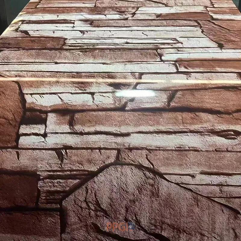 Rustic brown slate stone pattern printed prepainted galvanized steel coil