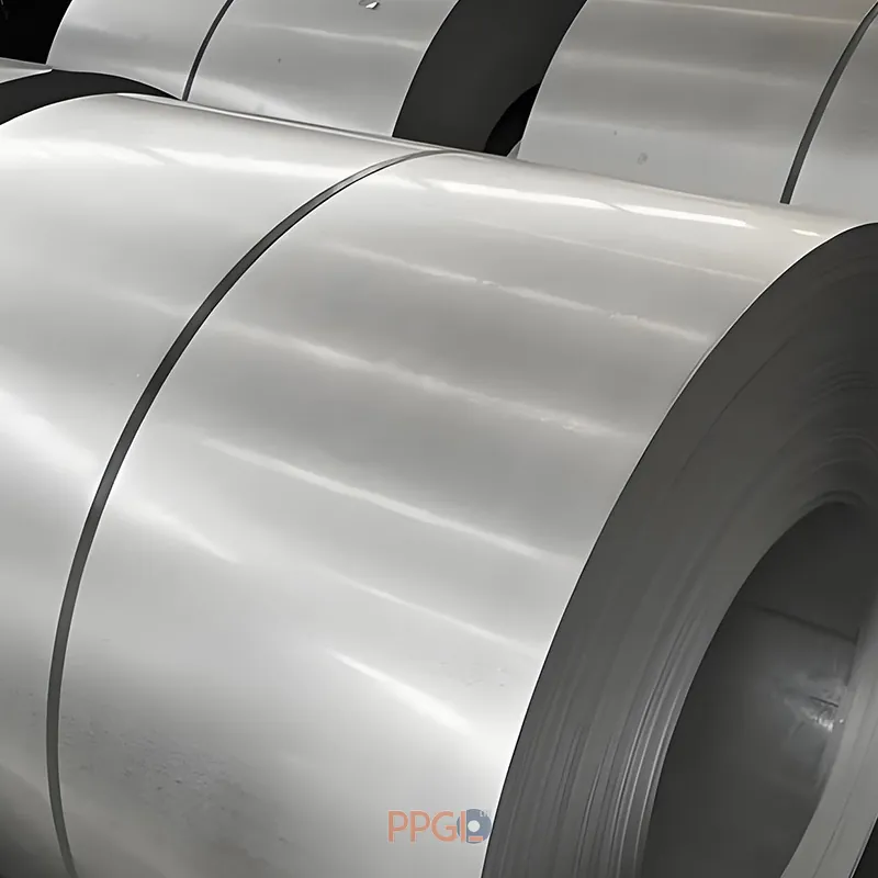 Close up texture of zero spangle galvalume steel sheet surface