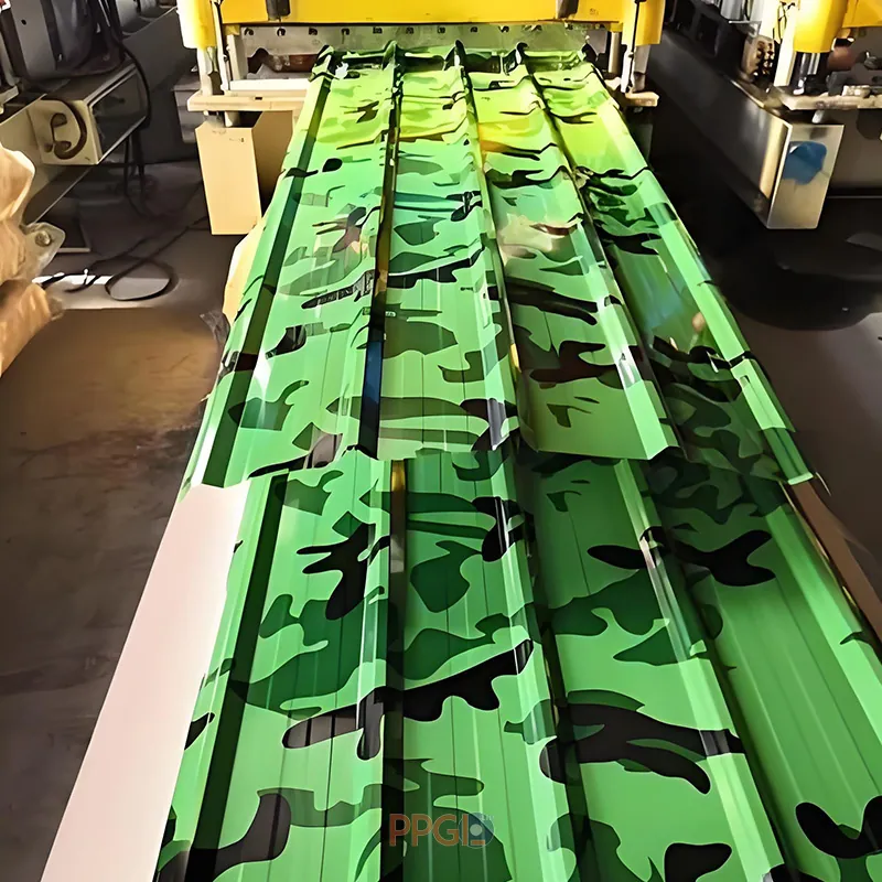 Green camouflage printed color coated aluminum IBR roofing sheet