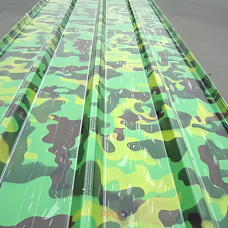 Green camouflage printed IBR steel roofing sheet