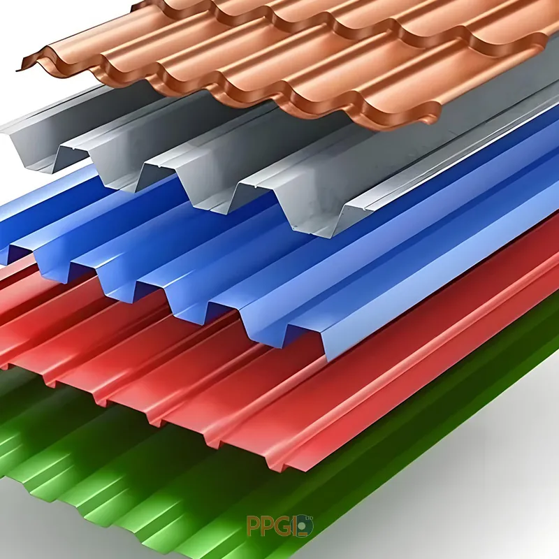 Various profiles of color coated aluminum roofing sheets and step tiles