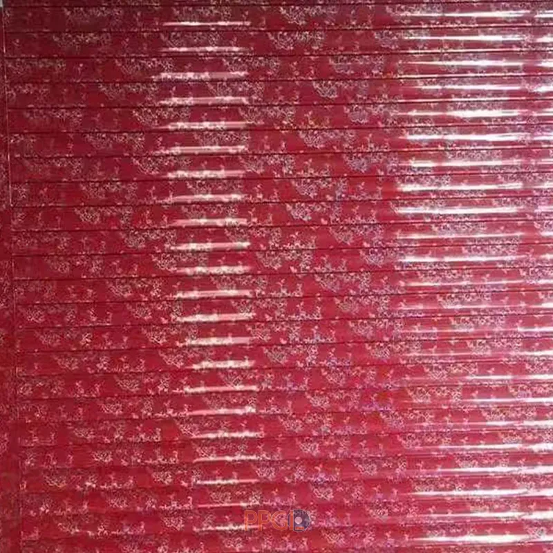 Red flower pattern printed steel sheet applied for garage rolling shutter door