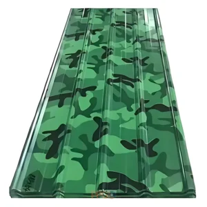 Green camouflage printed pattern trapezoidal profile steel roofing sheet panel