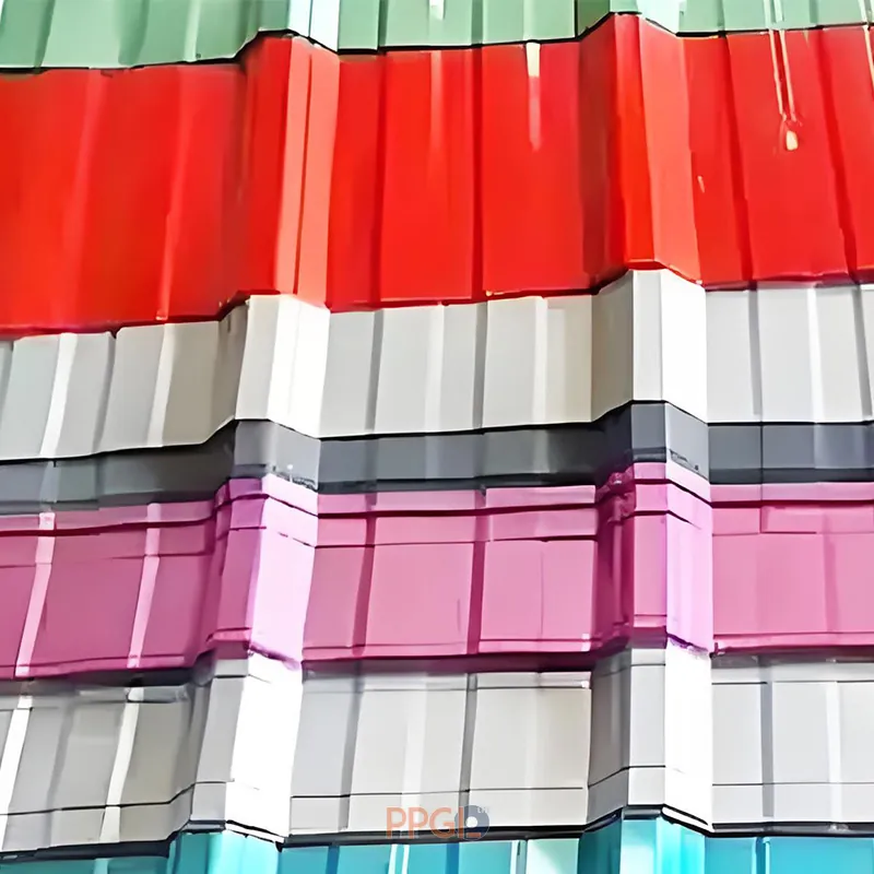 Prepainted galvanized steel trapezoidal roofing sheets in bright colors