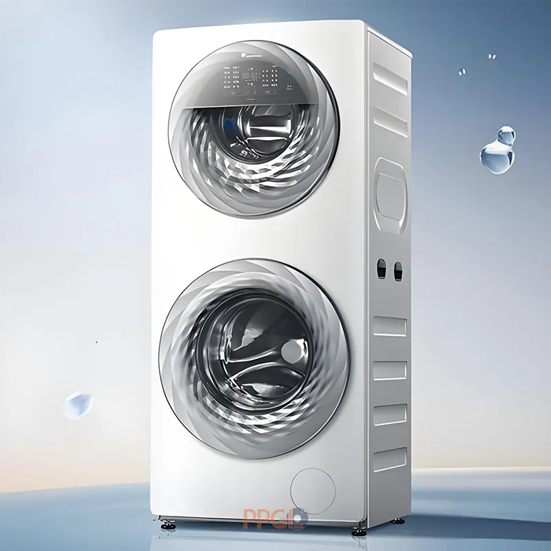 Modern washing machine side panel manufactured with PCM color coated steel sheet.