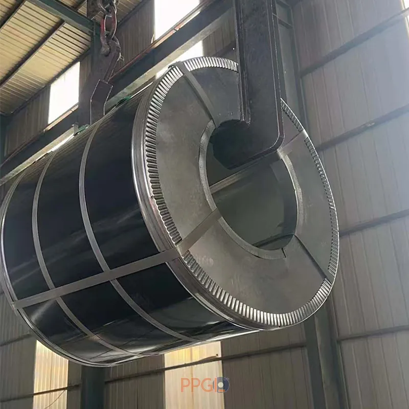 Safe steel coil crane hoisting using C-hook without edge damage