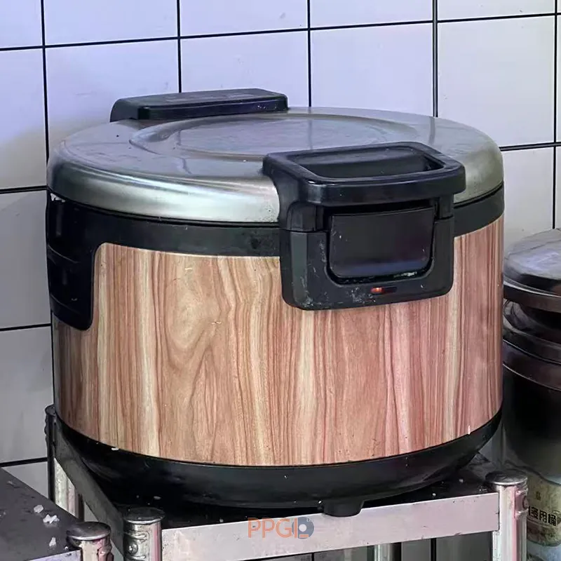 Wood grain pattern printed steel sheet used as home appliance housing for rice cooker