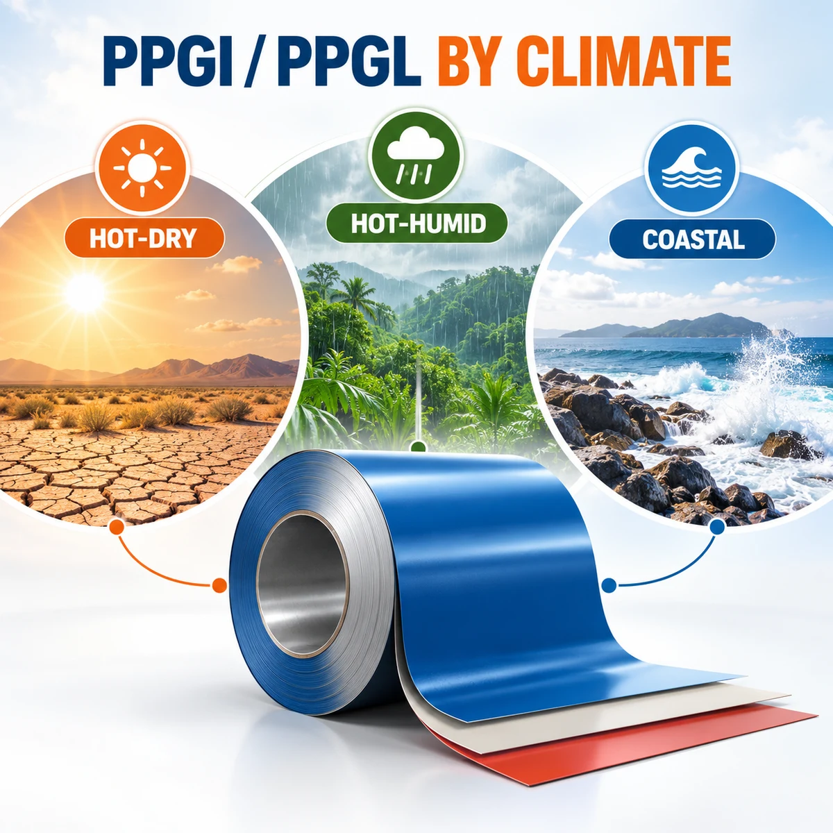 PPGI and PPGL specifications reviewed for hot dry hot humid and coastal climates