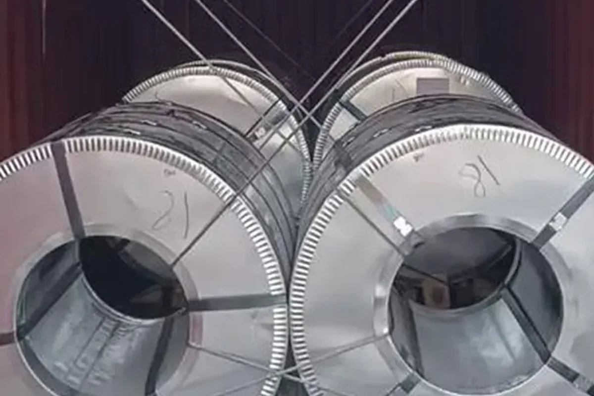 Steel coils secured inside a 20ft container for Chile