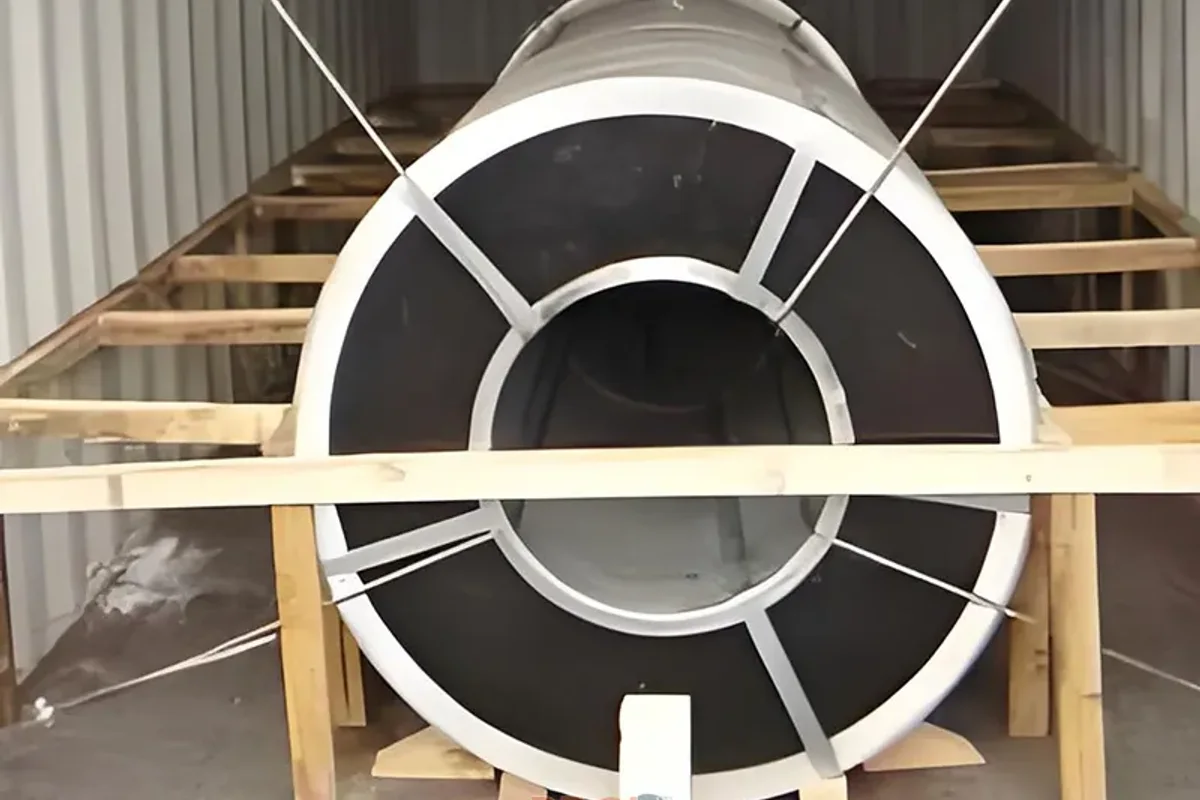 Steel coils secured inside a 20ft container for Madagascar