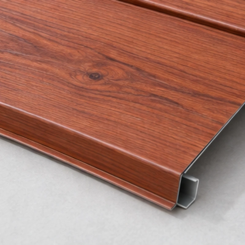 Illustrated Warm Cedar color-coated steel finish direction