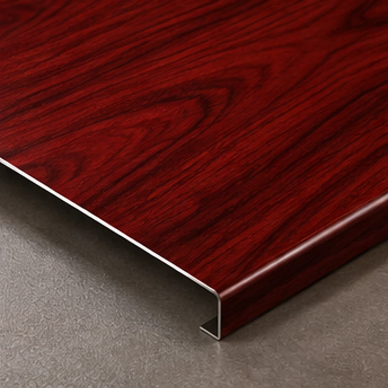 Illustrated Dark Mahogany color-coated steel finish direction